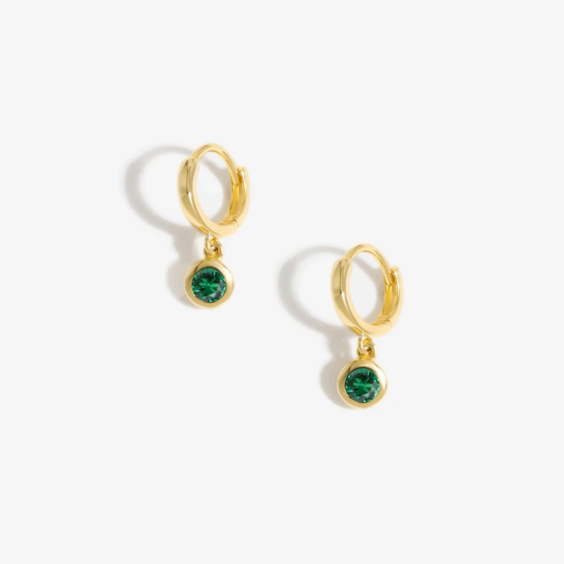 Image of Inicio Gold Green Besel Charm Earrings - Gift Pouch Jewellery Sets One Size Gold 70972510000