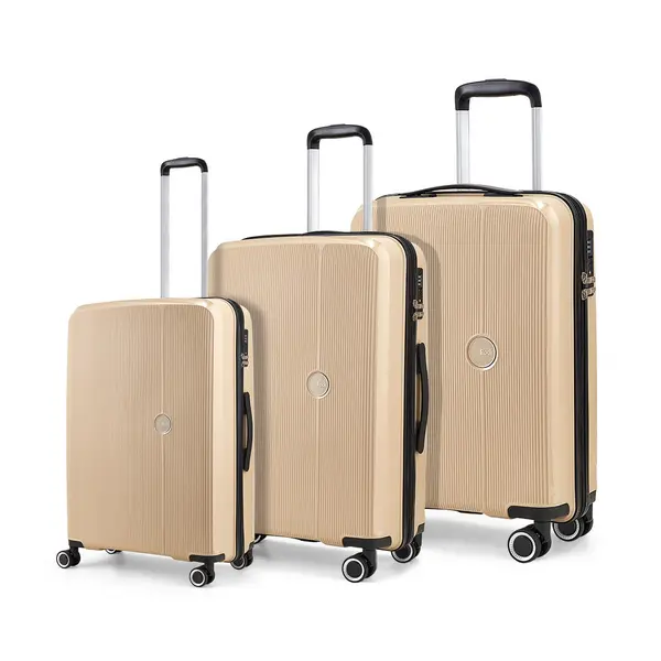 Image of Rock Luggage Hudson IL49301 8 Wheel Hardshell Champagne Suitcase 3Pcs Set