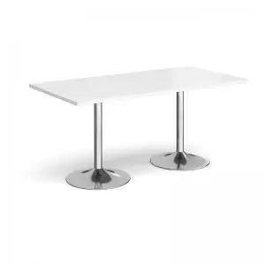Image of Genoa rectangular dining table with chrome trumpet base 1600mm x 800mm