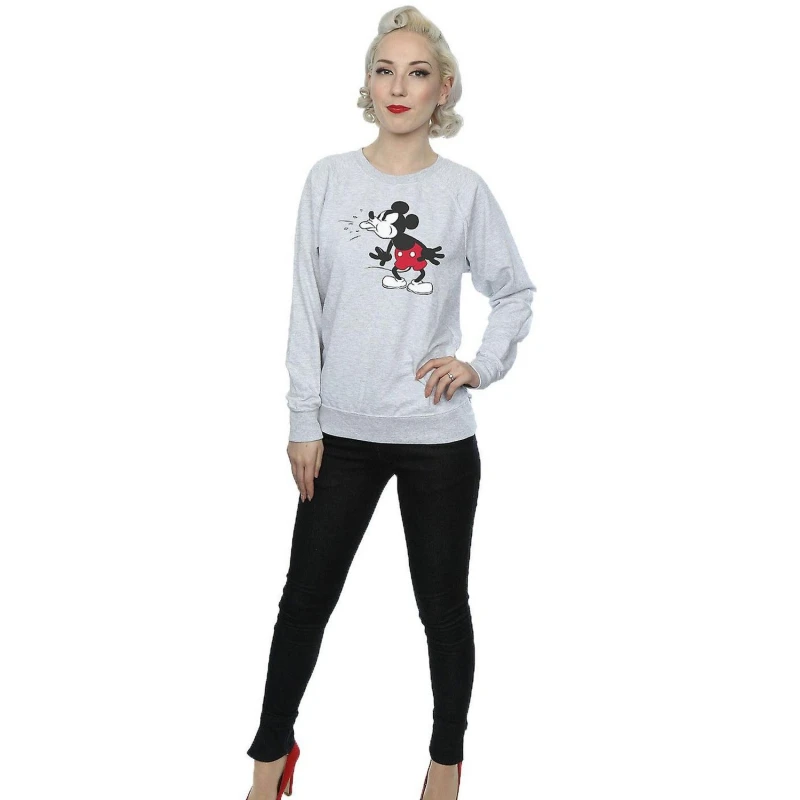 Image of Disney Mickey Mouse Tongue Sweatshirt Grey female