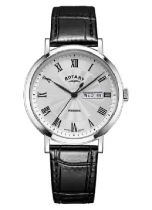 Image of Rotary GS05420/01 Windsor Quartz Black Leather Strap Watch