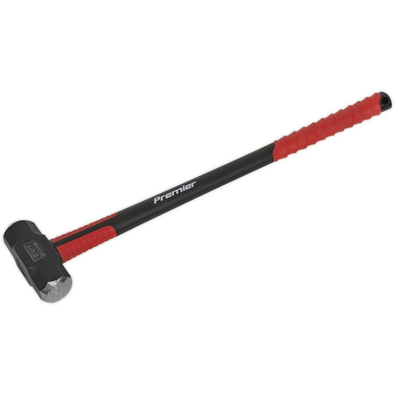 Image of Loops 10lb Sledge Hammer - Fibreglass Handle - Rubber Grip - Fine Grained Carbon Steel Metallics