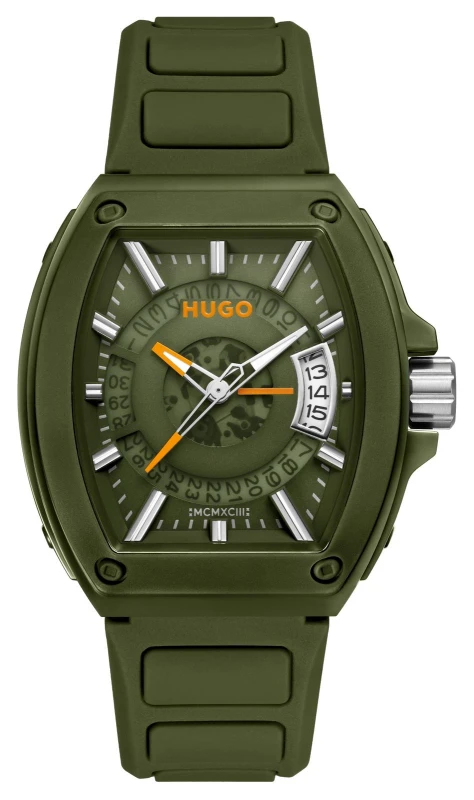 Image of HUGO 1530433 #ICON 3H (40mm) Green Dial / Green Silicone Watch