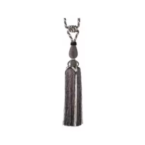 Image of Harrison Drape Roaring Twenties Dancehall Smoke Tasseled Curtain Tie Back, Charcoal