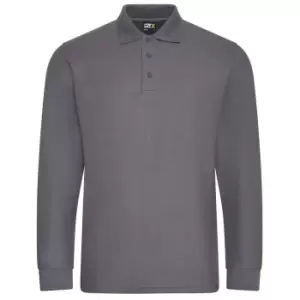 Image of PRO RTX Mens Pro PiquA Long-Sleeved Polo Shirt (S) (Solid Grey)