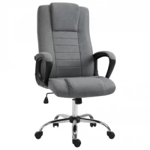Image of Vinsetto Linen Upholstered Tilting Home Office Chair Grey