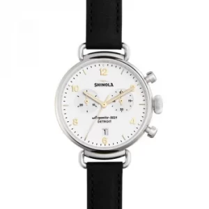 Image of Shinola Canfield Chrono 38mm Black Leather Strap Watch