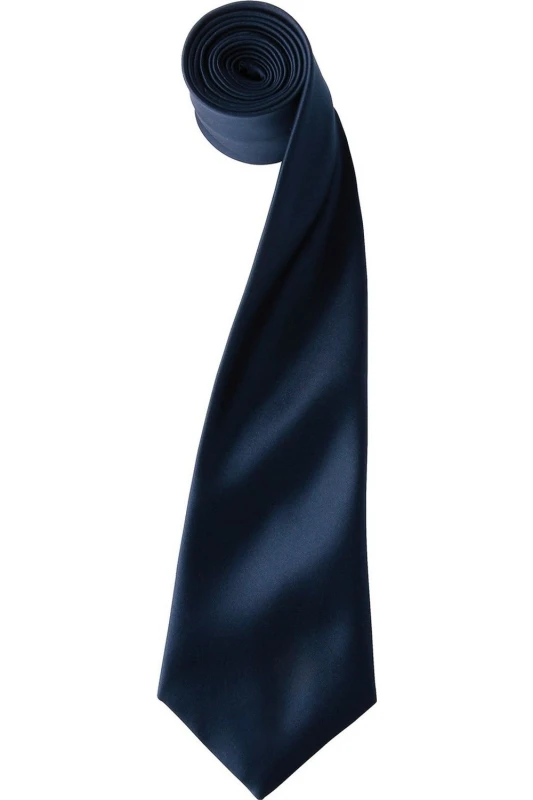 Image of Premier Premier Colours Satin Tie in Navy Navy One Size Unisex 5063470723041
