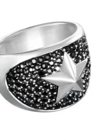 Image of Ladies Karl Lagerfeld Silver Plated Star Dome Ring Size L 5378115