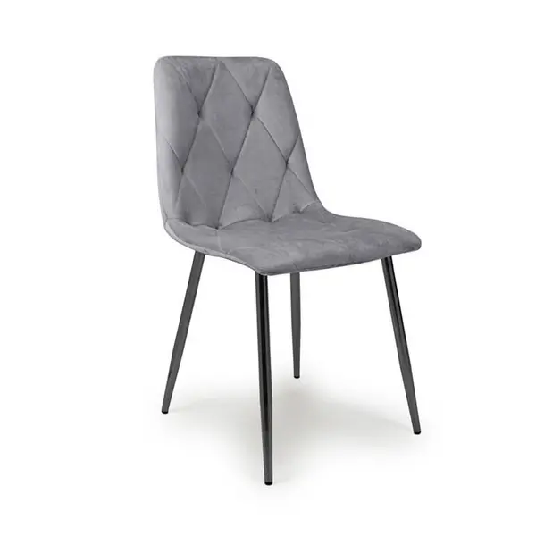 Image of Shankar Vernon Brushed Velvet Grey Dining Chair - Grey 564384