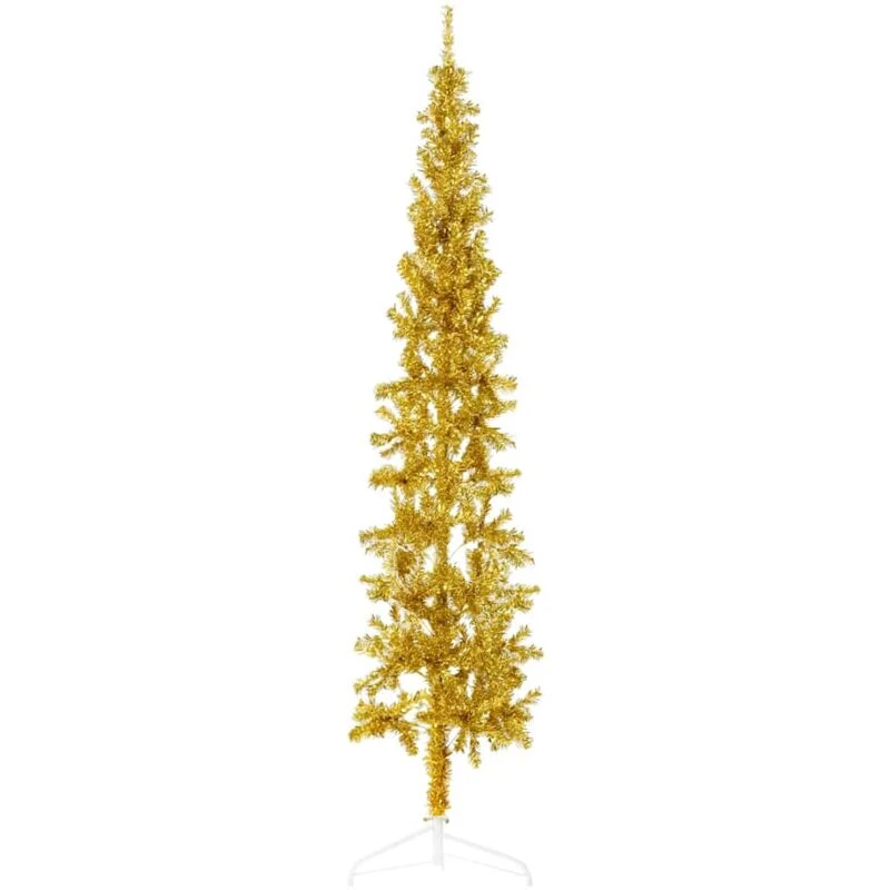 Image of VIDAXL Vidaxl - Slim Artificial Half Christmas Tree with Stand Gold 180cm 8720287000945