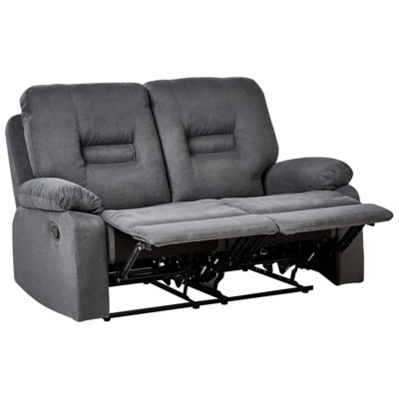 Image of Beliani Manual Recliner Sofa 2 Seater Bergen Fabric Dark Grey