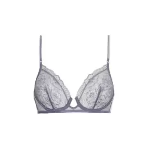 Image of Calvin Klein Unlined Floral Plunge Bra Womens - Purple