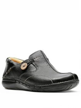 Image of Clarks Un Loop Flat Leather Shoe - Black Leather, Size 3, Women