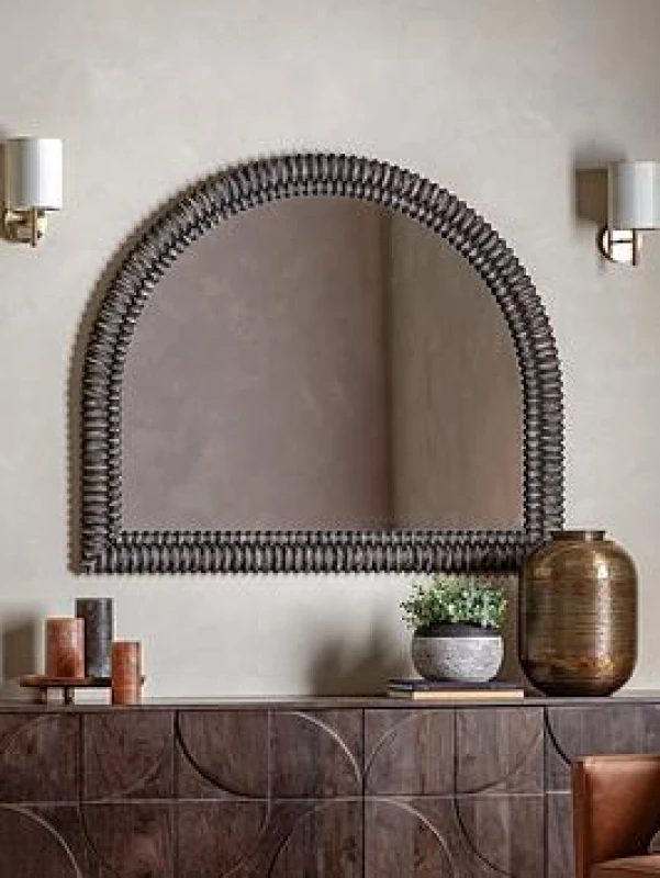 Image of Sawan Arched Distressed Overmantel Wall Mirror