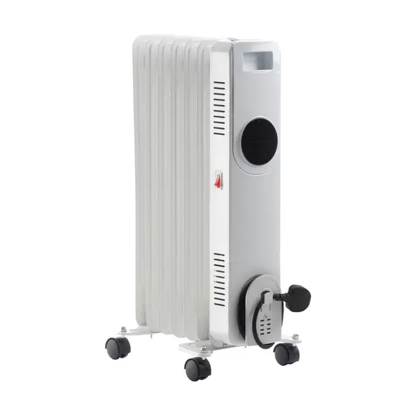 Image of 1500W 7-Fin Oil Filled Radiator Portable Electric Heater With LCD and Remote Control White