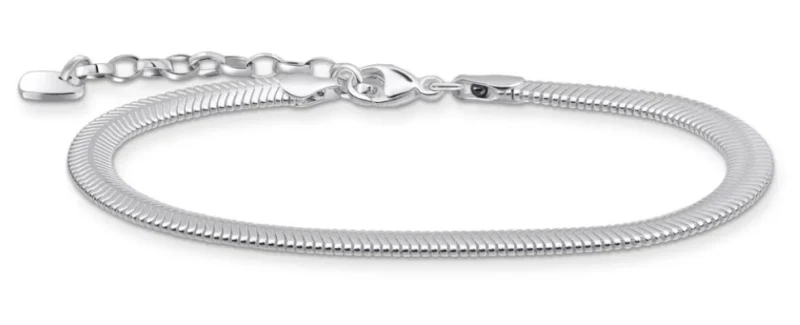 Image of THOMAS SABO Silver Flat Snake Chain Bracelet
