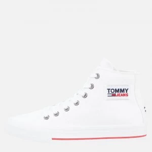 Image of Tommy Jeans Womens Canvas Hi-Top Trainers - White - UK 5