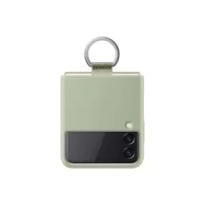 Image of Samsung Galaxy Z Flip3 5G Silicone Cover with Ring in Olive (EF-PF711TMEGWW)