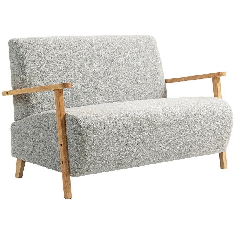 Image of HOMCOM HOMCOM 2 Seater Sofa, Fabric Modern Loveseat for Living Room, Grey in Light Grey Light Grey 2 Seater Unisex 5063603078628