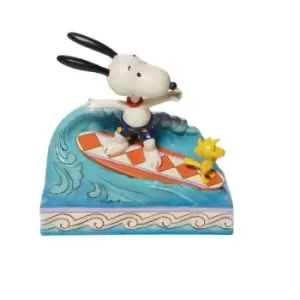 Image of Snoopy and Woodstock Surfing Figurine