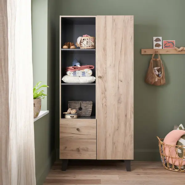 Image of Tutti Bambini Como Wardrobe - Distressed Oak / Slate Grey