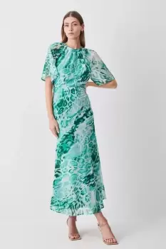 Image of Bright Animal Georgette Midi Dress