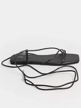 Image of Long Tall Sally Strappy Flat Sandal - Black, Size 9, Women