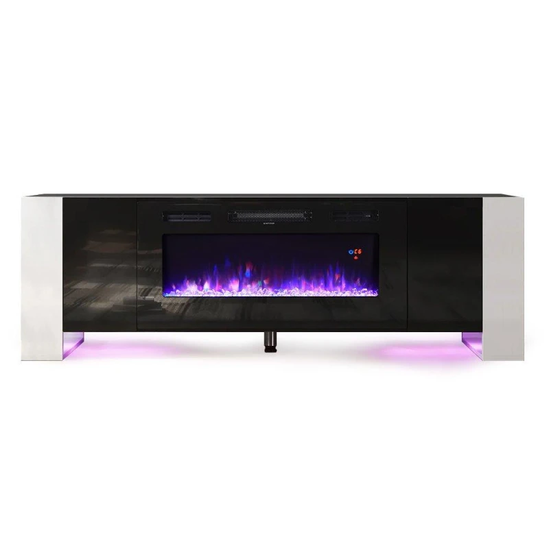 Image of Kabinet UK Electric Fireplace TV Stand with Remote Control Black White unisex One size