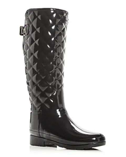 Image of Hunter Womens Refined Gloss Quilted Rain Boots