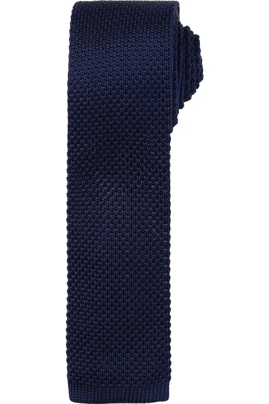 Image of Premier Premier Slim Knitted Tie in Navy Navy One Size Unisex 5063425961412