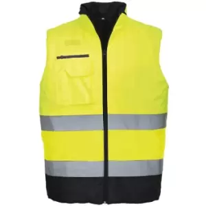 Image of Portwest - S267YNRL - sz L Hi-Vis Two Tone Bodywarmer - Yellow/Navy - Yellow/Navy