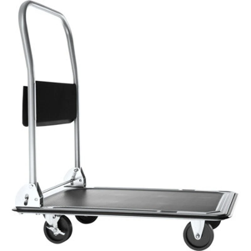Image of Tectake Folding Trolley - Foldable Handle, 2 Fixed, 2 Swivel Castors, Rubberised Edge Protection 150 Kg - Black