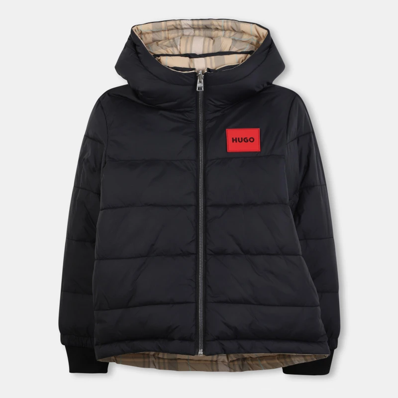 Image of Hugo Kids Reverse Short Puffer Jacket Sand male 10Y