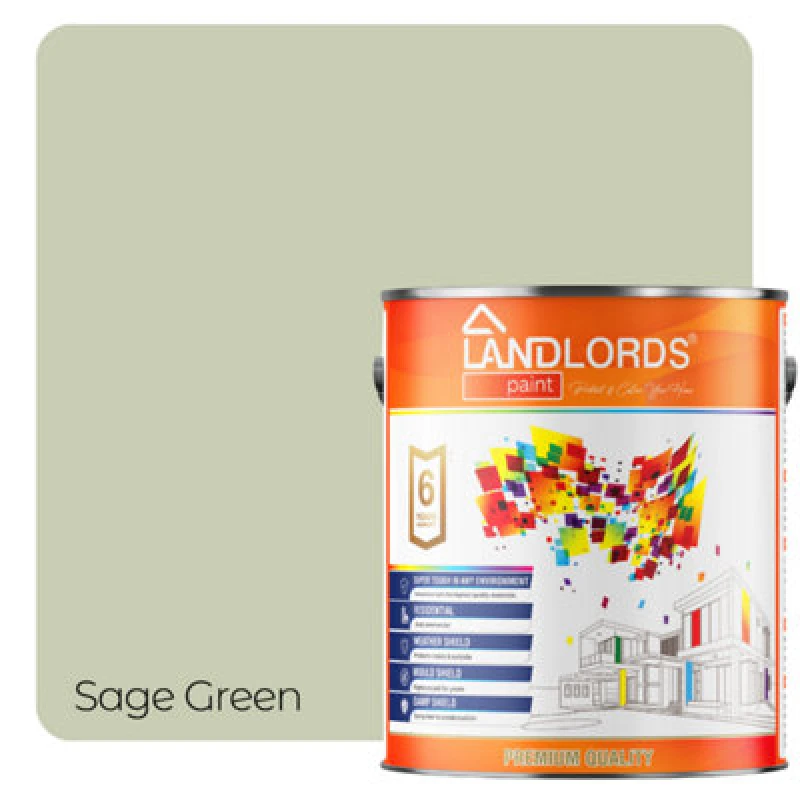 Image of Landlords Paint - Matt Paint - Smooth Matt Finish For Walls & Ceilings - Sage Green - 1L