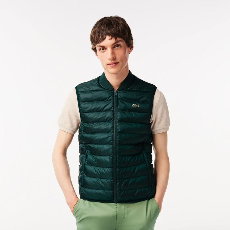 Image of Lacoste Mens Quilted Gilet Sinople male S 46