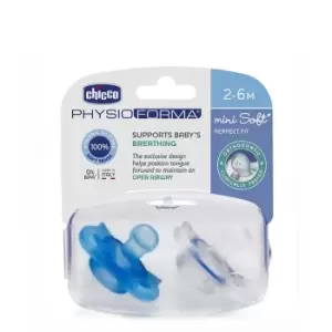 Image of Chicco Physio Forma Mini Soft Silicone Pacifier 2-6M Blue 2pcs