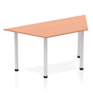 Image of Impulse Trapezium Table 1600 Beech Post Leg Silver