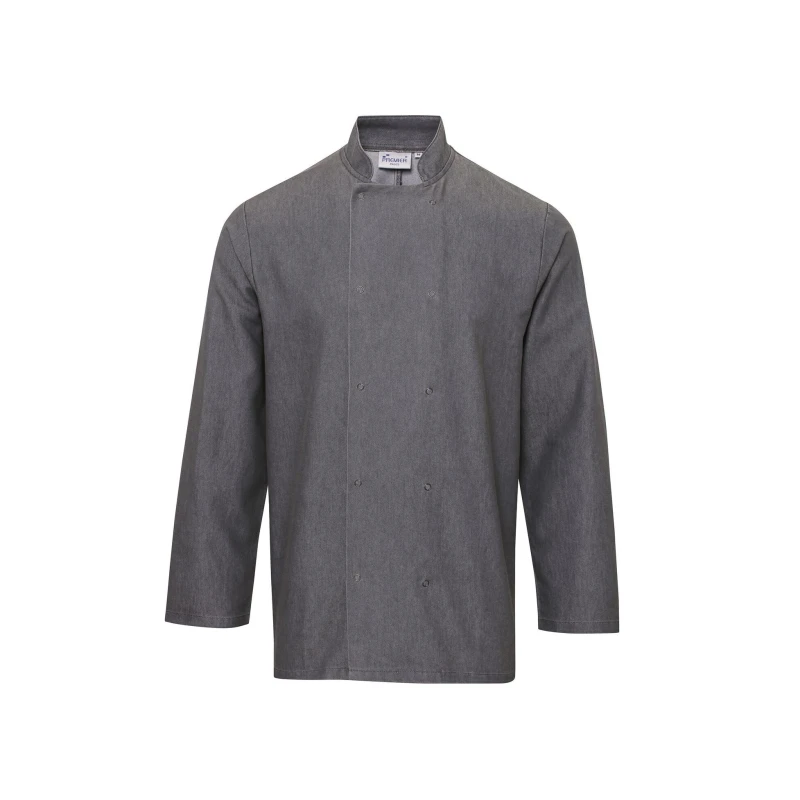 Image of Premier Premier Men Denim Chefs Jacket in Dark Grey Size: Medium Dark Grey M Male 5057819282764