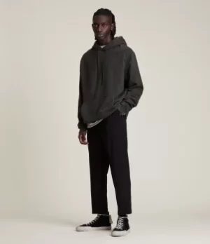 Image of AllSaints Mens Roswell Pullover Hoodie, Washed Black, Size: M