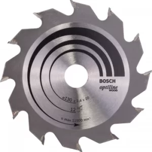 Image of Bosch Optiline Wood Cutting Saw Blade 130mm 12T 20mm