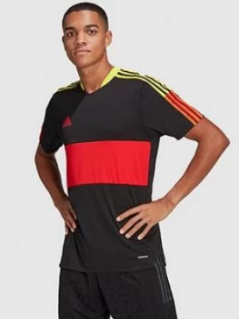 Image of Adidas Block Tiro Tee - Black/Red
