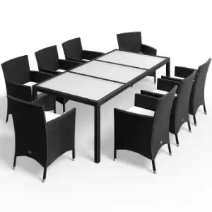 Image of 8 Seat Poly Rattan Garden Dining Set Bali Black