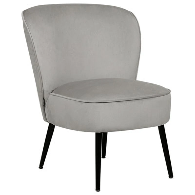 Image of Beliani Velvet Armchair Light Grey Voss