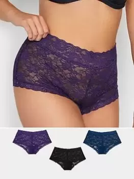 Image of Yours 3 Pack Lace Short Berries, Purple, Size 38-40, Women