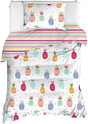 Image of Pineapple Elephant Ananas Pineapple 100% Cotton Duvet Cover and Pillowcase Set MultiColoured