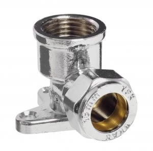 Image of Wickes Chrome Compression Wall Plate Elbow - 12 x 15mm