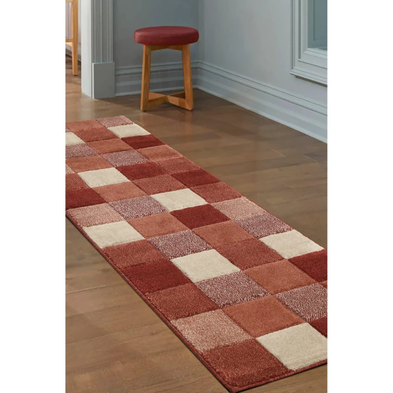 Image of Homemaker Newport Blocks Terra 60X200Cm Rug, Orange NEWBLOTER60200