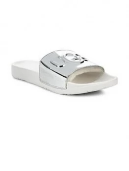 Image of UGG Royale Graphic Metallic Slider Shoes Silver Size 7 Women