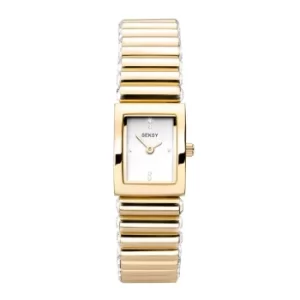 Image of Seksy Edge Quartz Silver Dial Gold PVD Stainless Steel Bracelet Ladies Watch 2866